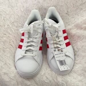 Adidas Men’s White Sneakers with Red Stripes NWT